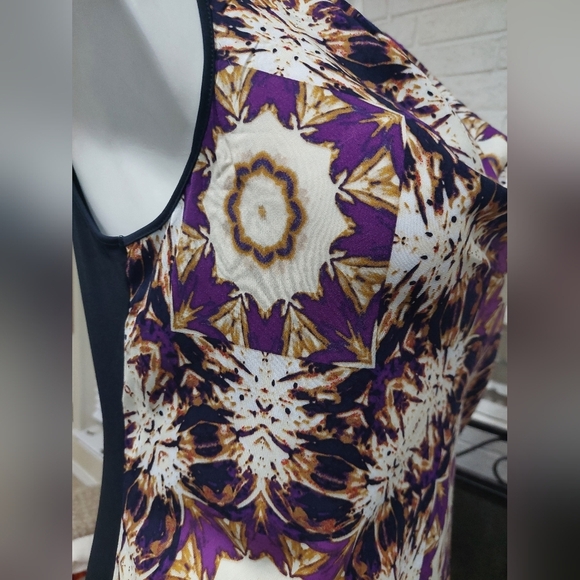 Ellen Tracy Tie Dye Sleeveless Lightweight Cowl Neck Feminine Dress Women's Sz L - Picture 6 of 10